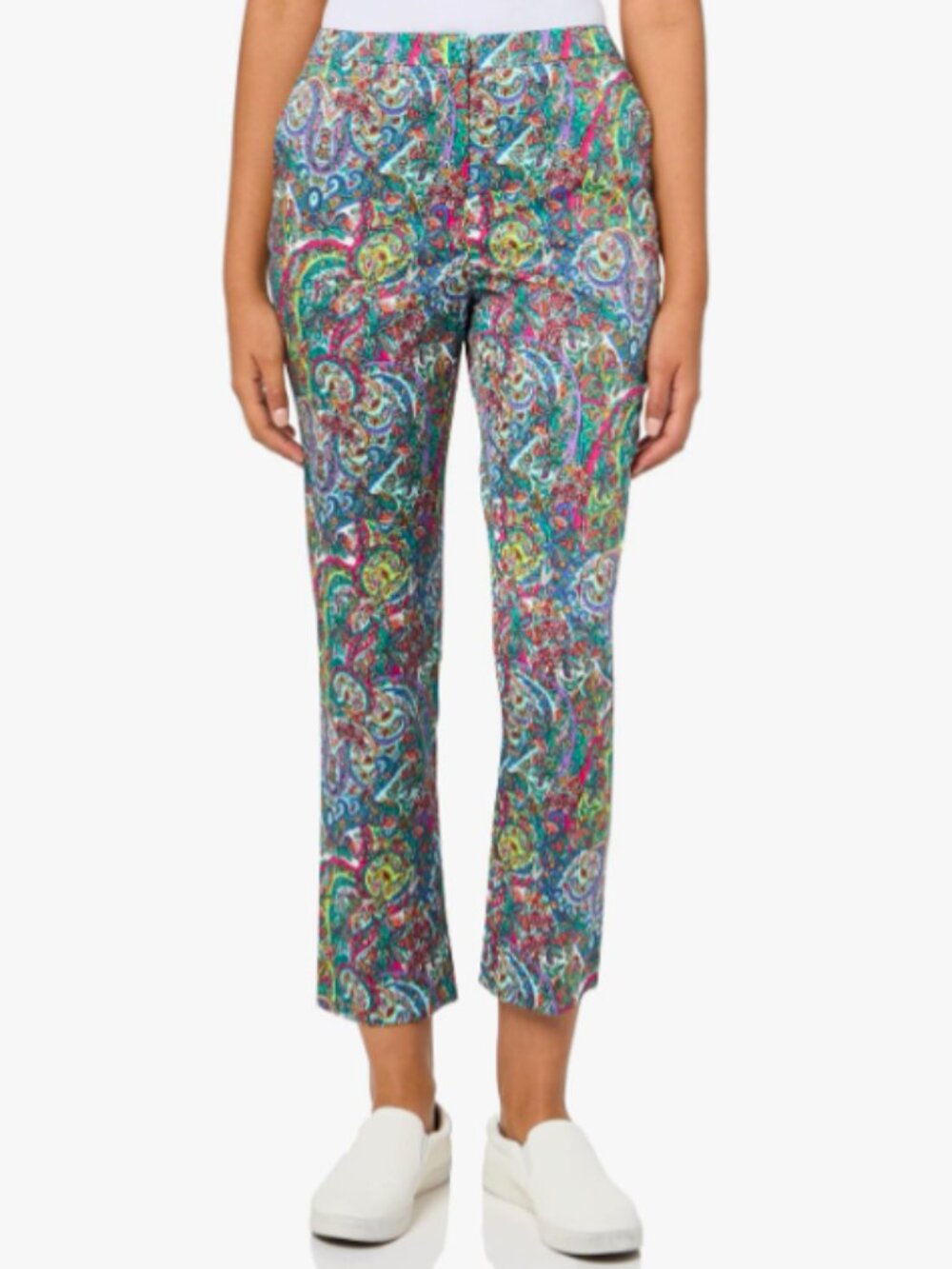 Tommy Hilfiger Paisley Print Cotton Stretch Leg Ankle Pants Size 10